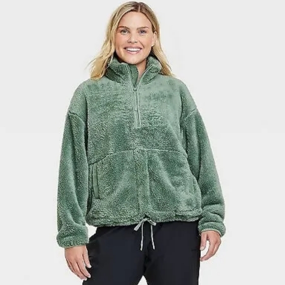 2pc All In Motion Knit Skort & 1/2 Zip High Pile Fleece Pullover Green XL - Picture 3 of 10